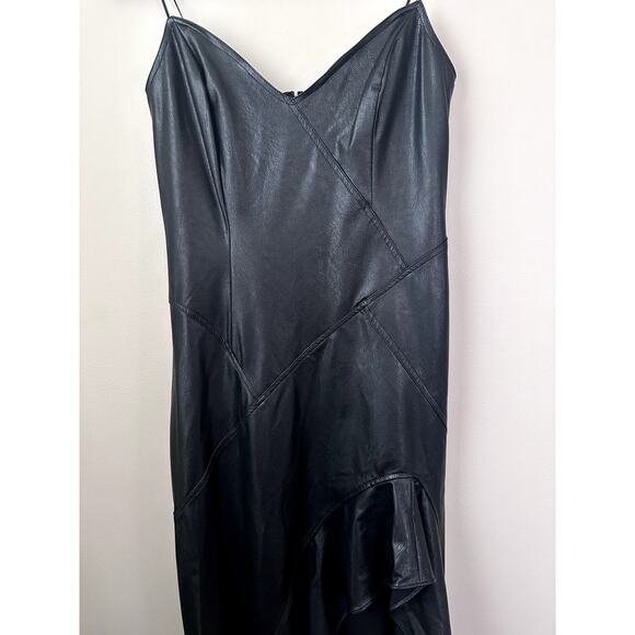 $326 Amanda Uprichard Symone Dress Womens S Black Faux Leather Strapless NEW - Picture 4 of 7